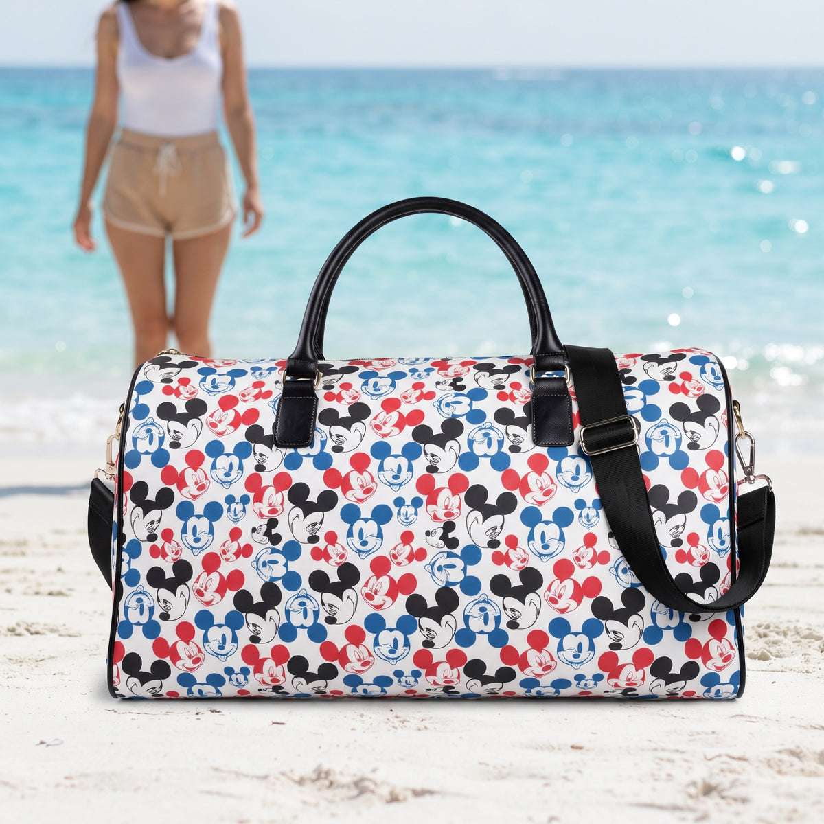 Emoji Mickey PU Leather Travel Bag