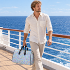 Blue autograph bag ship deck traveler