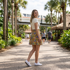 Candid resort pathway walk