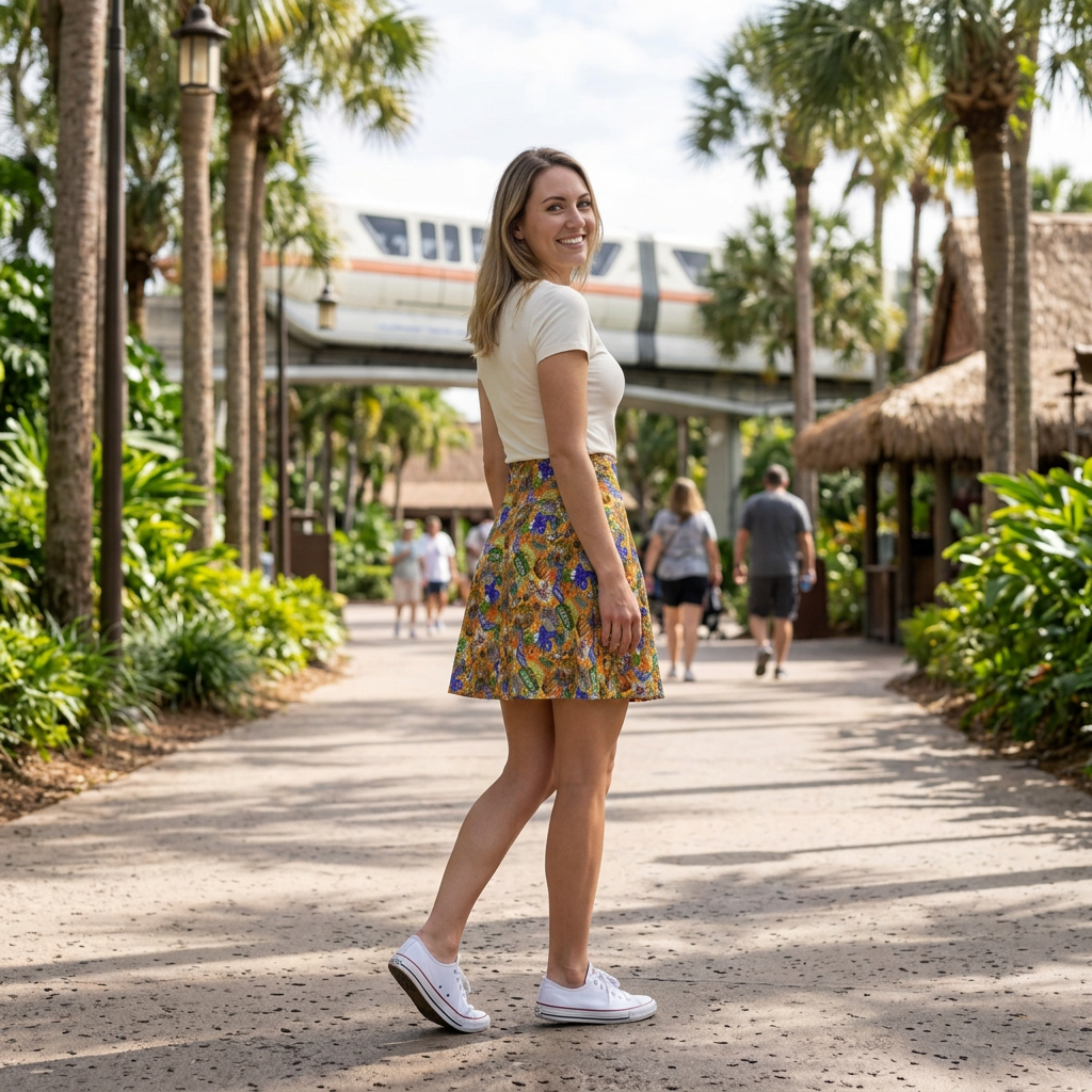 Candid resort pathway walk