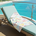 Character Autographs on White blanket on a cruise balcony lounge chair