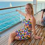 Checkerboard Mickey Hands cruise deck bench scene