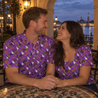 Coordinated couple at pavilion bistro