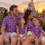 Coordinated family at castle garden