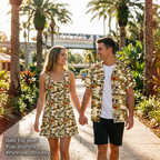 Couples resort walk in matching Jungle Camo Mickey apparel
