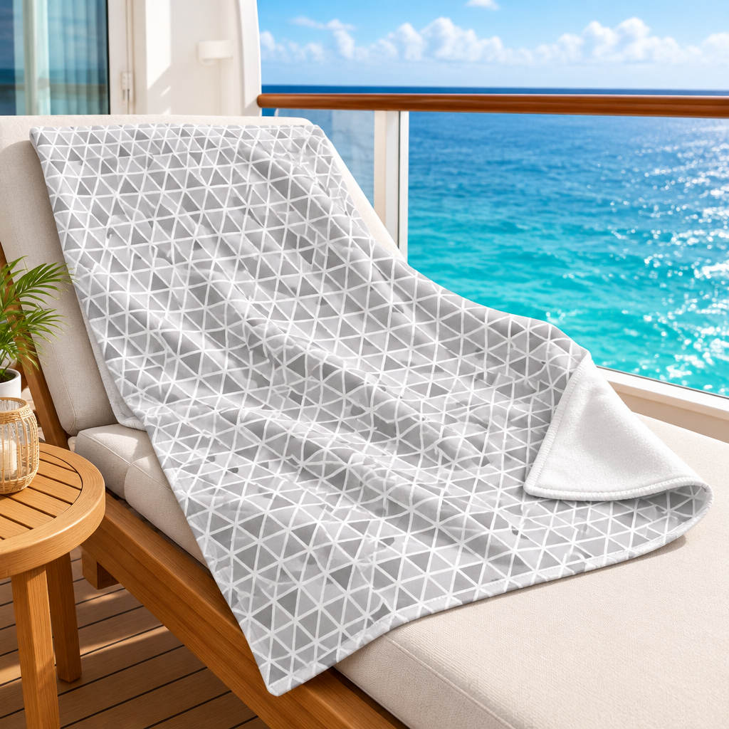 Cruise balcony scene with Epcot Ball Pattern baby blanket