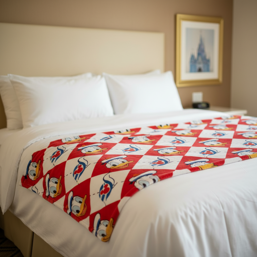 DCL Donald Duck Diamond Blanket - Hotel Bed Hero Shot