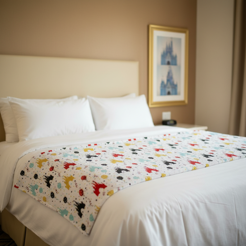 Disney Castle Balloons Confetti Blanket - Hotel Bed Hero Shot