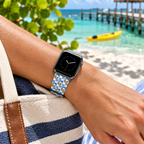 Donald watchband at a tropical beach jetty