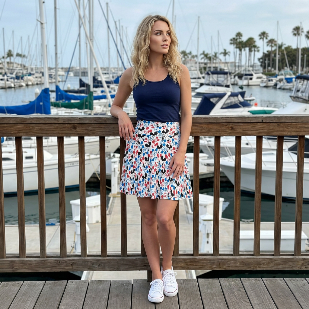 Emoji Mickey skirt at resort marina