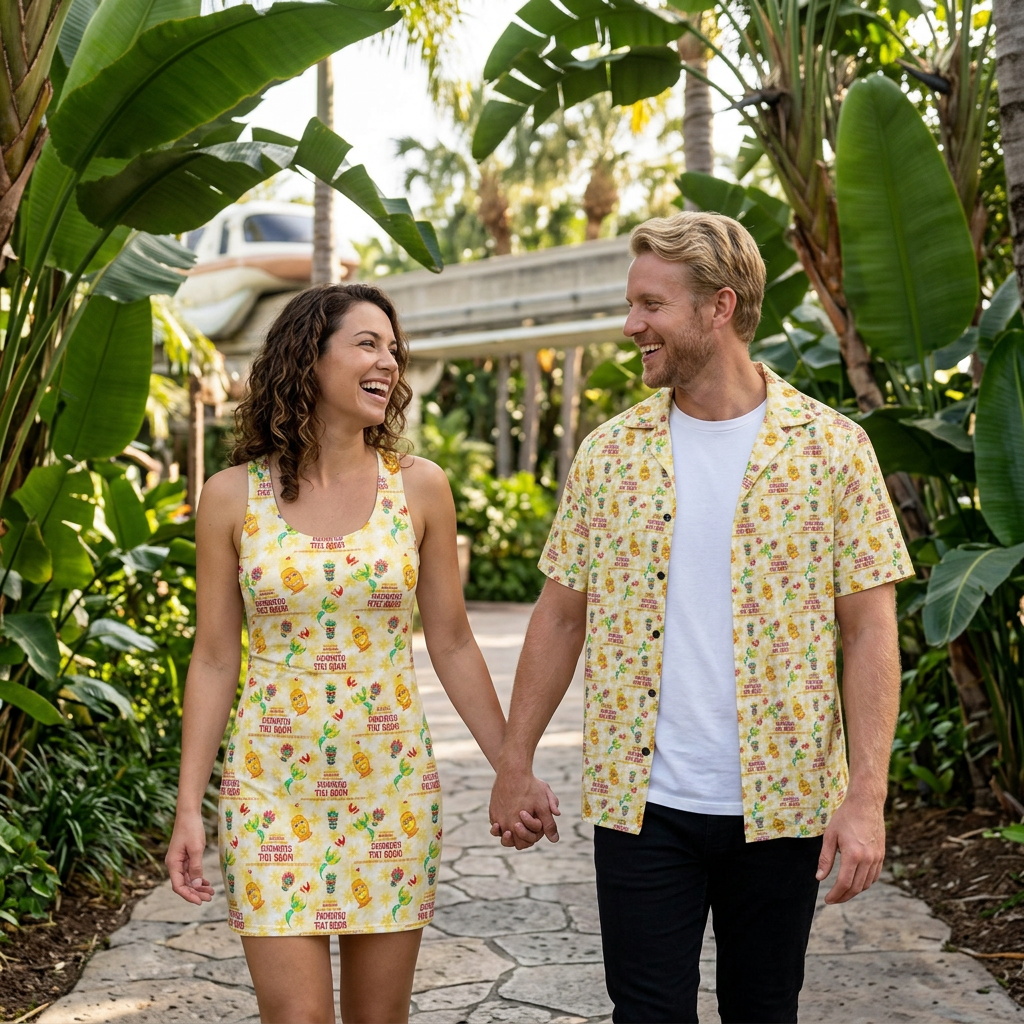 Enchanted Tiki Room couples resort walk
