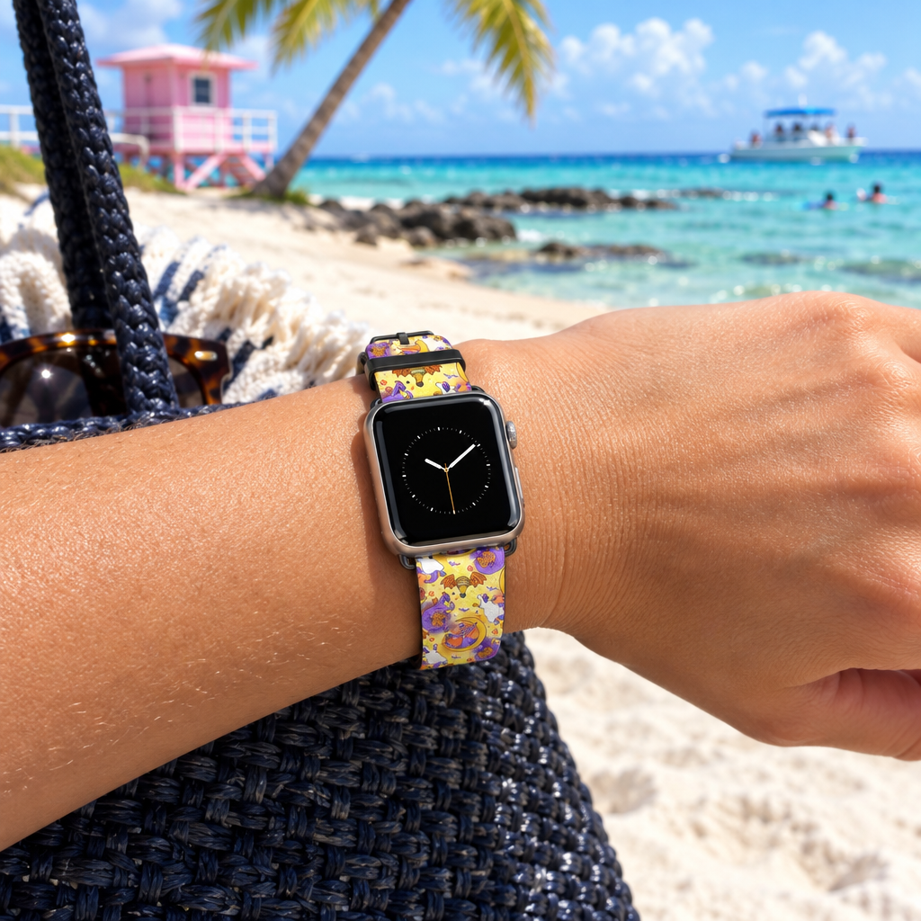 Figment watchband at a tropical beach with tide pools