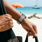 Film-strip watchband at a tropical beach
