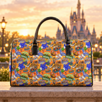 Four Parks travel bag in a golden-hour park setting