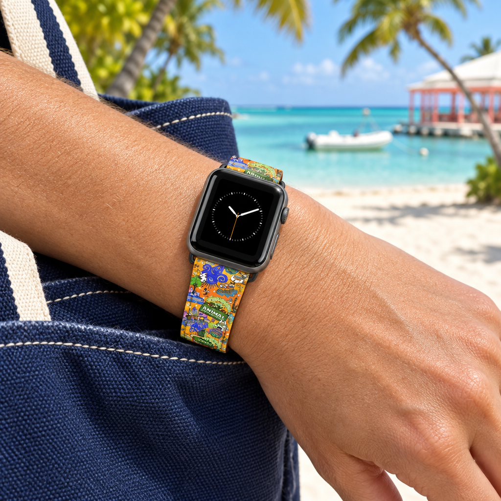 Four Parks watchband at a tropical beach