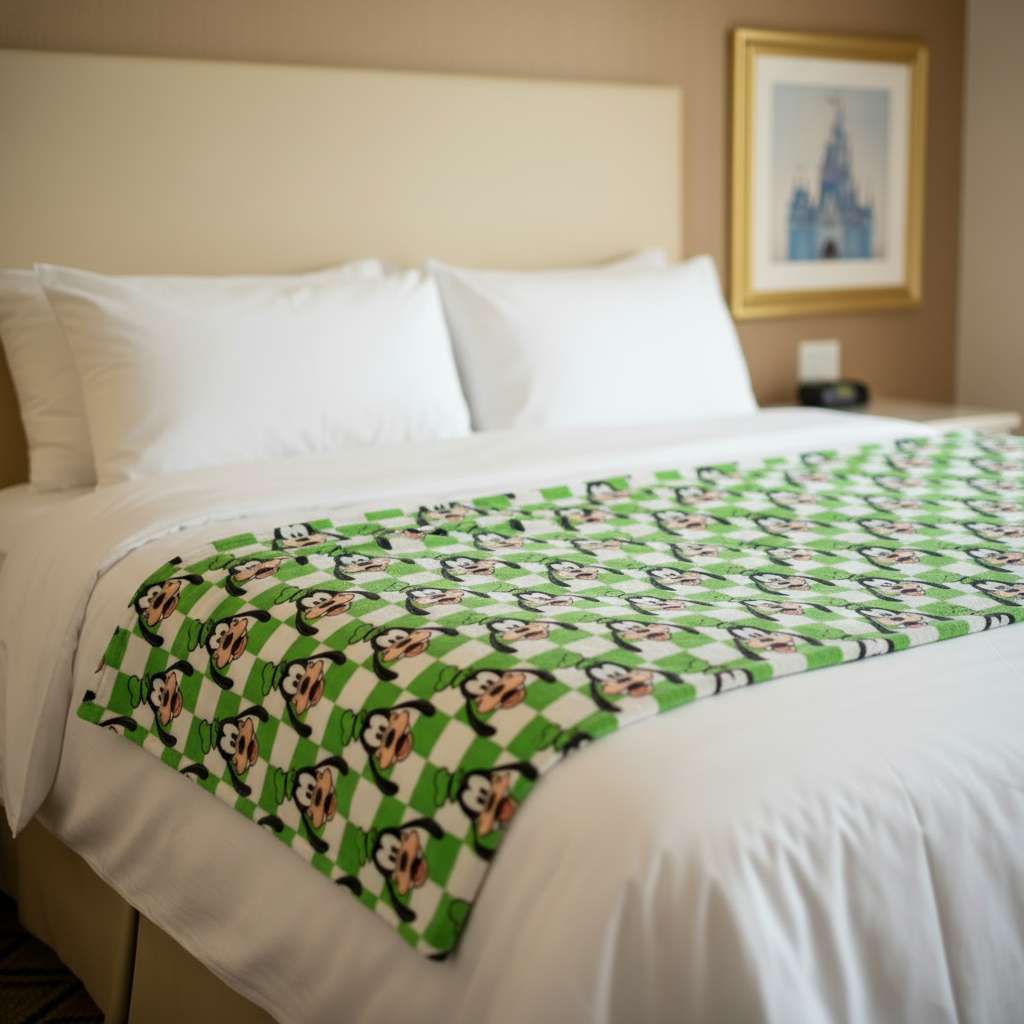 Green Checkerboard Goofy Velveteen Plush Blanket