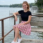Minnie skirt on lakeside resort dock
