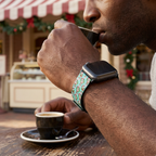 Mint festive watchband at a retro café