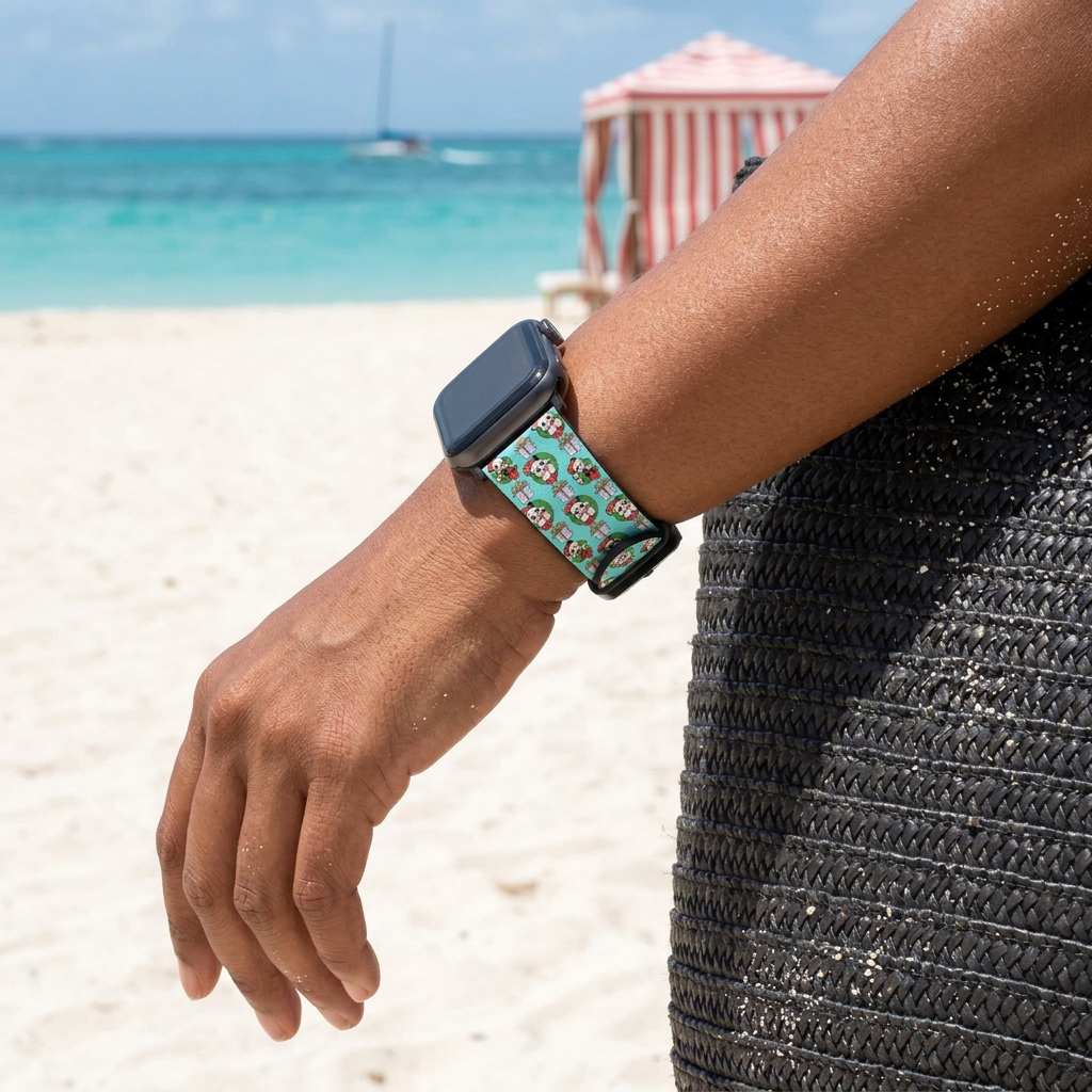 Mint festive watchband at a tropical beach
