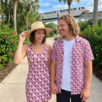 Pink Checkerboard Minnie couple on resort pathway