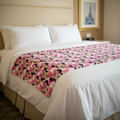 Pink Checkerboard Minnie Mouse Blanket - Hotel Bed Hero Shot