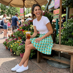 Pluto skirt at flower market kiosk
