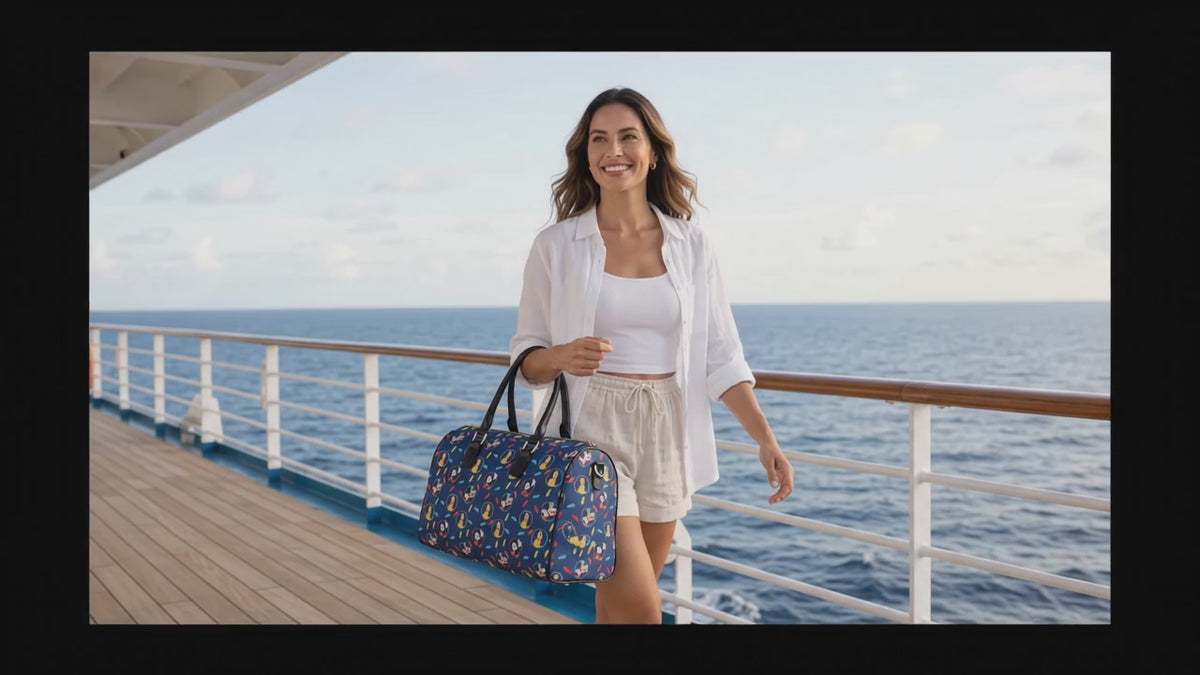 Blue Checkerboard Donald PU Leather Travel Bag