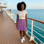 Purple Figment skirt on cruise deck