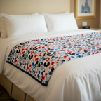 Red White Blue Mickey Faces Blanket - Hotel Bed Hero Shot