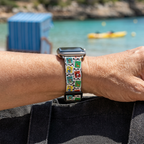 Stamp-pattern watchband at a tropical cove