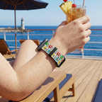 Stamp-pattern watchband on a cruise deck