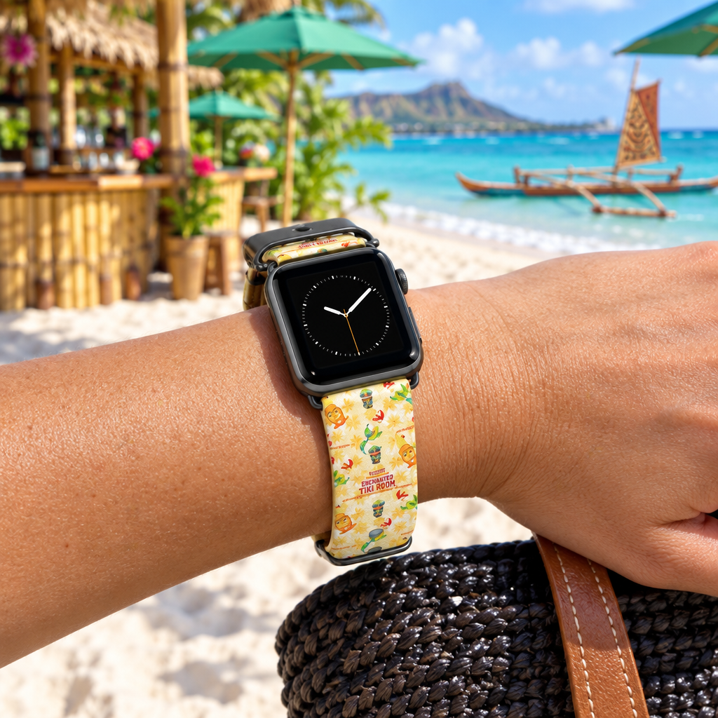 Tiki Room watchband at a tropical beach