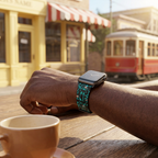 Watchband at a sunny retro café